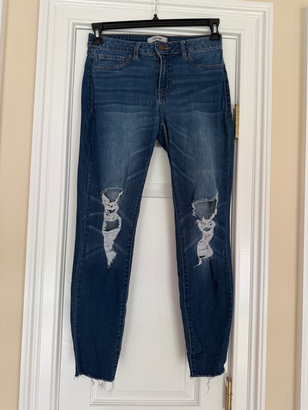 refuge Dark Blue Distressed Skinny Jeans